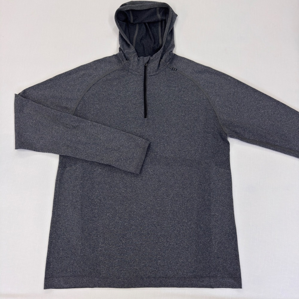Lululemon Mens Metal Vent Tech 1/4 Zip Hoodie Gray Bacon Man Running M